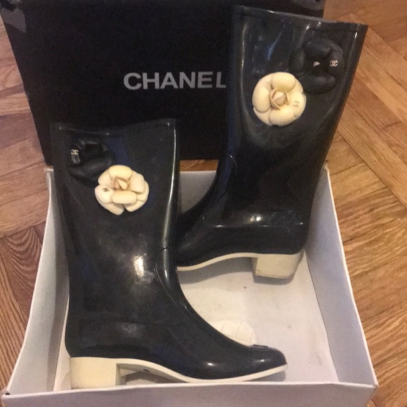 Chanel Camellia Rain And Snow Boots 